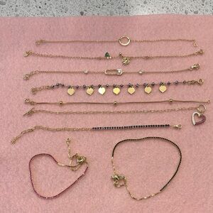 Sterling Silver 925 Gold Plated Bracelets - 9 Pieces